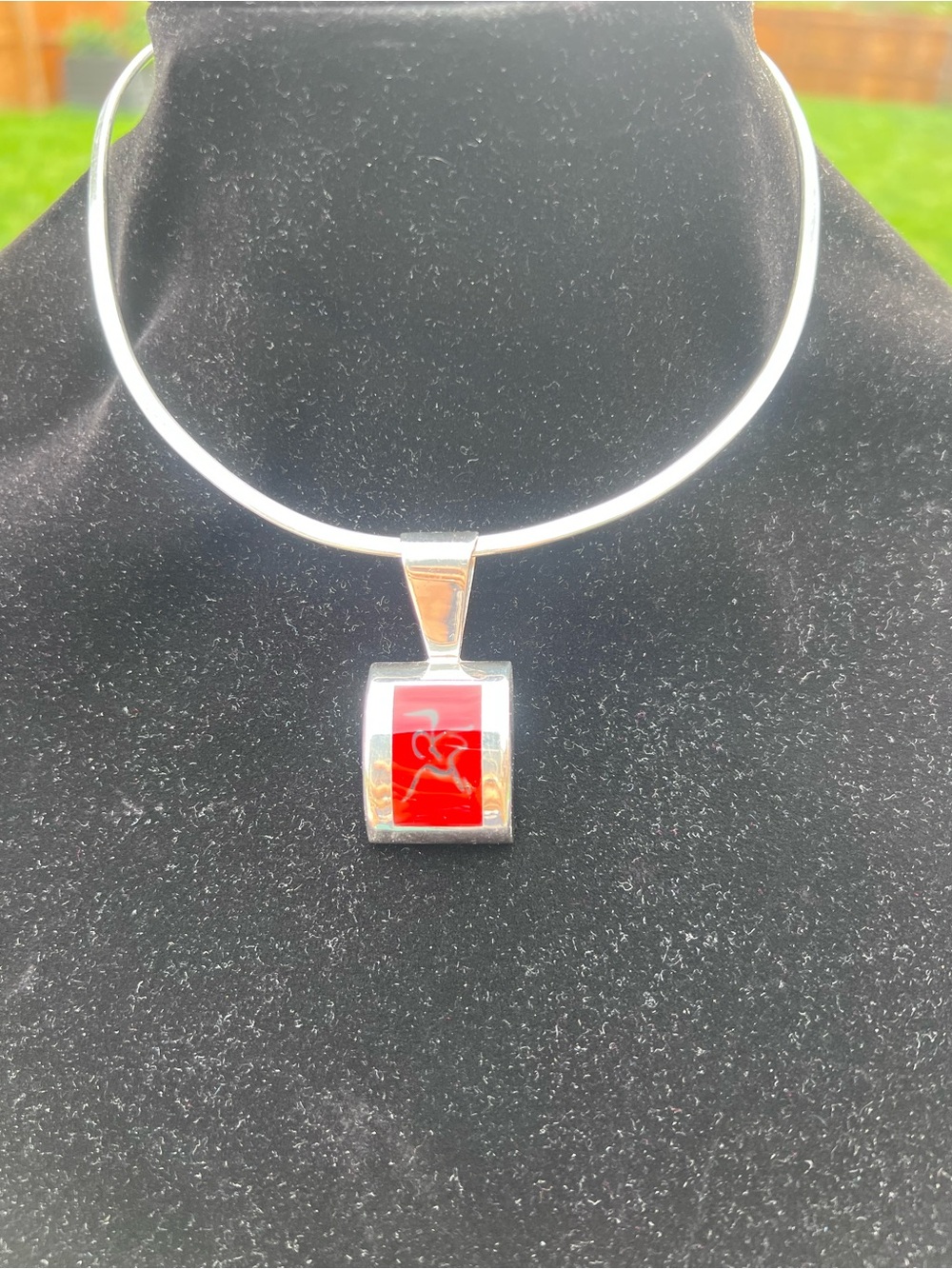 Silpada Sterling Pendant Necklace with Red Enamel Accent